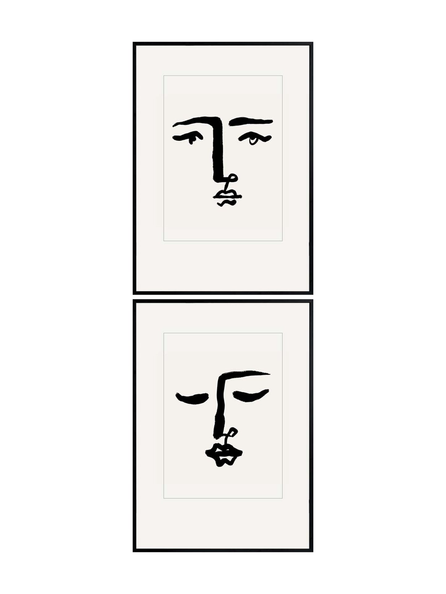 Face Duo Wall Art Set of 2 in Ink