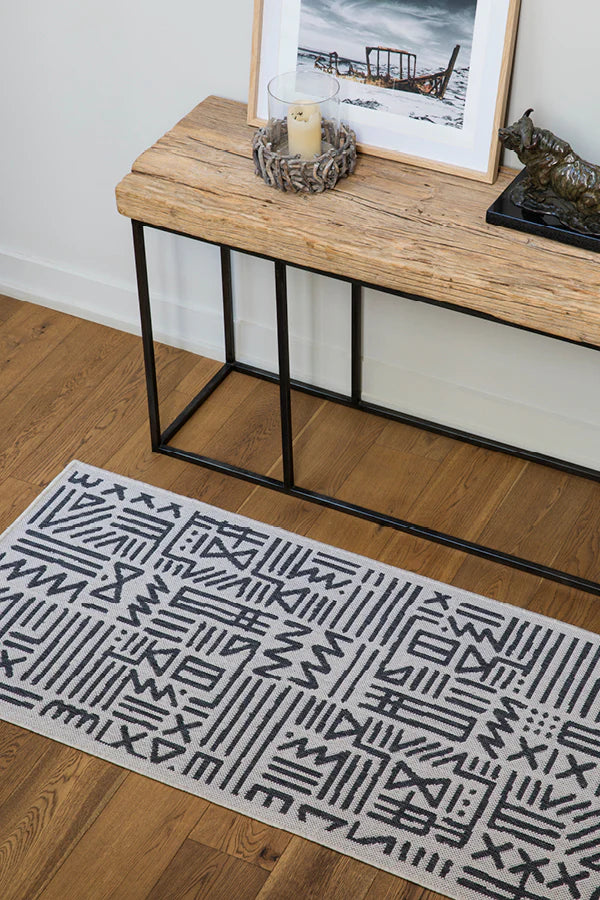 MURAL WHITE WITH GREY Rug & Runner
