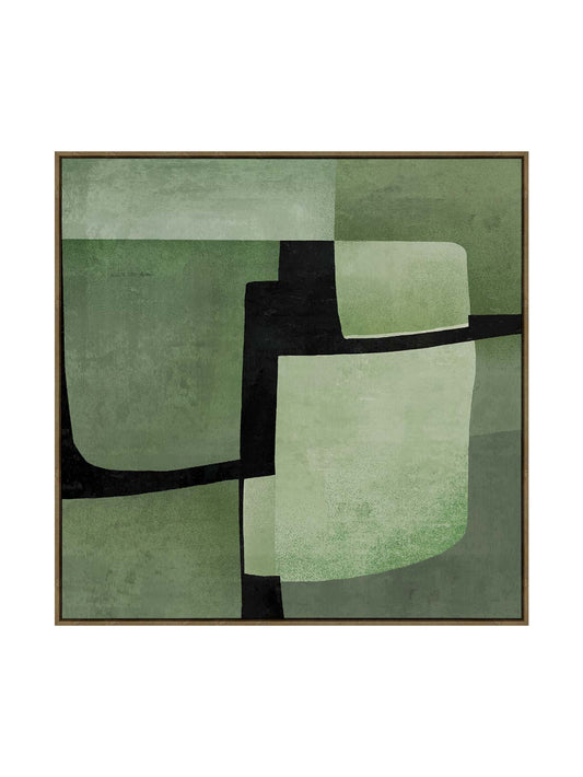 Cubist Cascade Wall Art in Vibrant Green