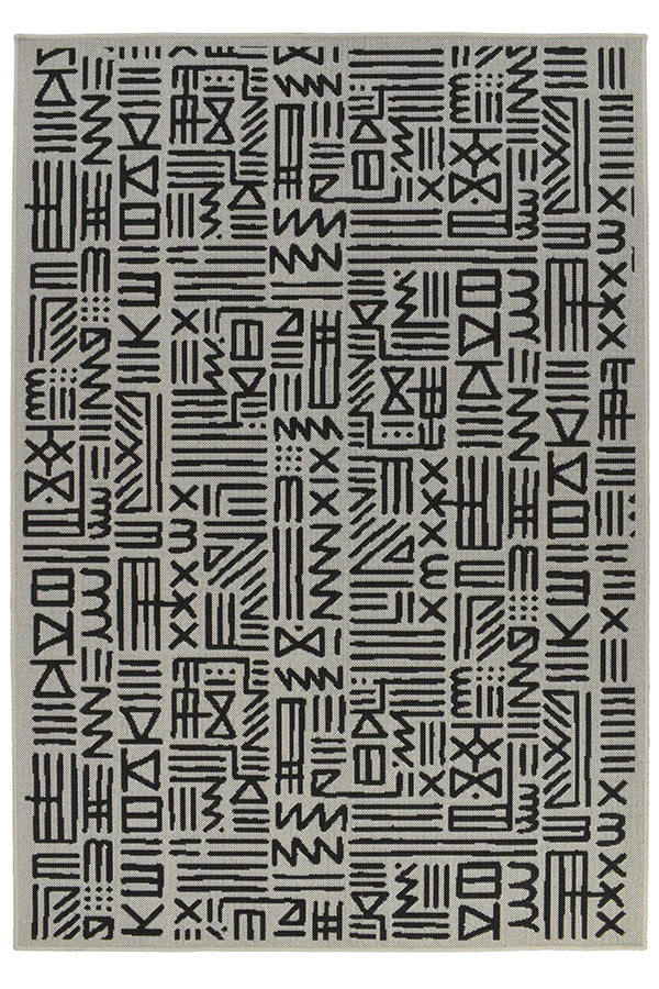 MURAL WHITE WITH BLACK Rug & Runner