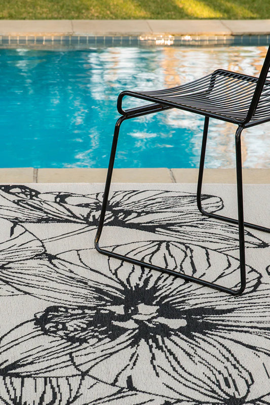 MENDEL WHITE WITH BLACK Rug & Runner