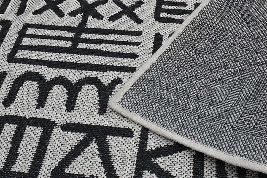 MURAL WHITE WITH BLACK Rug & Runner